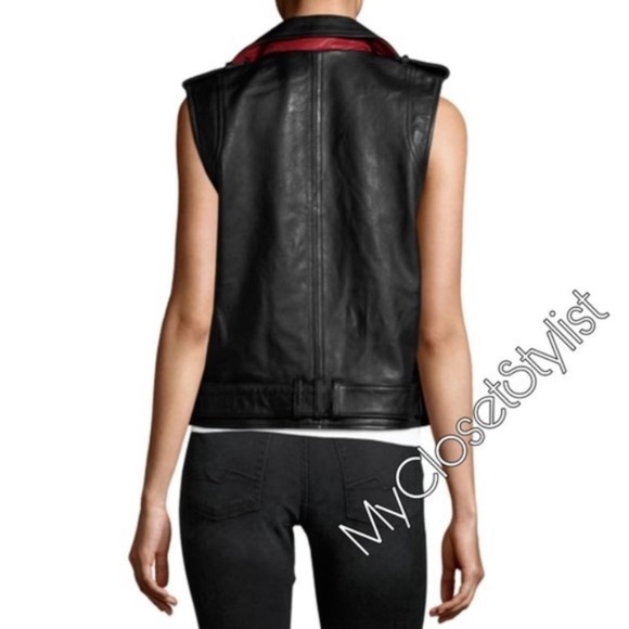 Sam Edelman Leather MOTO Jacket BELTED! NWT S vest - Picture 7 of 9